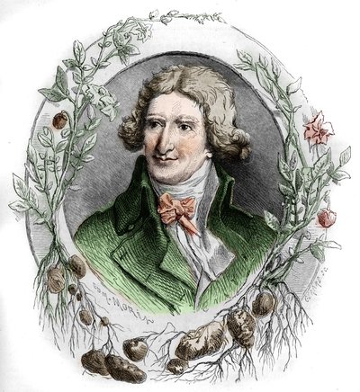 Porträtt av Antoine Augustin Parmentier (1737-1813), fransk militärapotekare och agronom. Gravyr av Edmond Morin av Edmond Morin