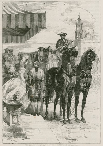 The London Season - gå till salongen (gravyr) av Edmond Morin