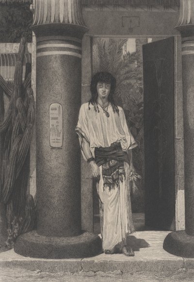 Egyptisk vid ingången till sin bostad, från L