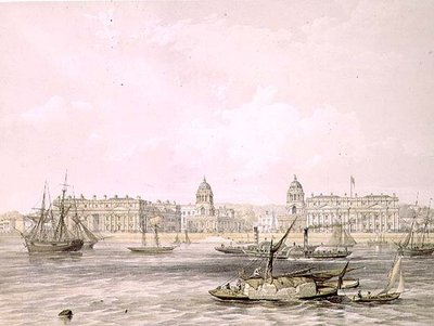 Greenwich Hospital, graverad av Thomas Picken (fl.1838-d.1870), pub. 1852 av Lloyd Bros. & Co. (litografi) av Edmund (after) Walker