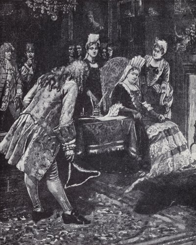 Hertigen och hertiginnan av Marlborough faller i unåde hos drottning Anne av Edmund Blair (after) Leighton