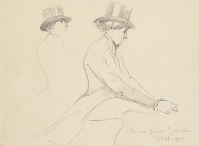 Ryttarfigurer (blyerts på papper) av Edmund Charles Tarbell