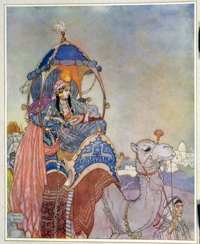 En prinsessa rider på en kamel av Edmund Dulac