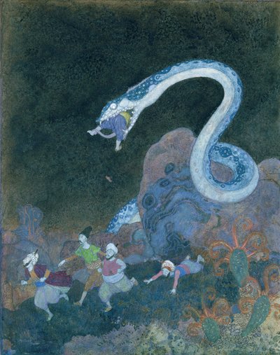 En serbisk saga: Ormens episod (akvarell på papper) av Edmund Dulac