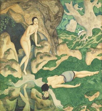 Echo and Narcissus (akvarell  gouache på papper) av Edmund Dulac