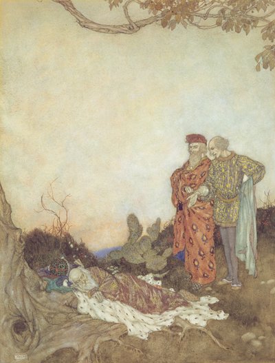 Illustration till "Stormen" Akt II, Scen 1 av Edmund Dulac
