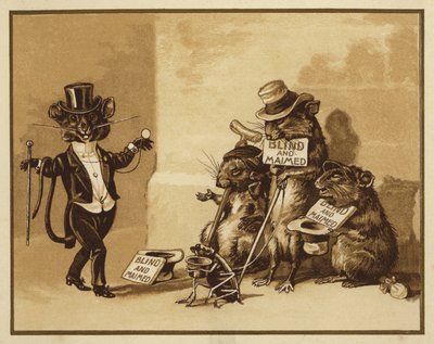 Illustration för tre blinda möss (färg litho) av Edmund G. Caldwell