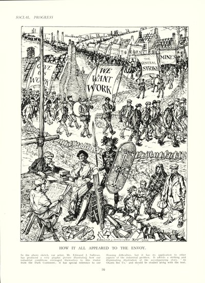 Hur England kan se ut för ett sändebud från Afrika (färg litho) av Edmund Henry Garrett