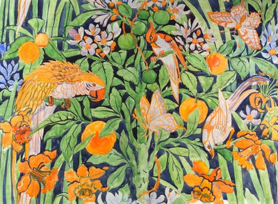 Jungle Chat c1930 (gouache på papper) av Edmund Hunter