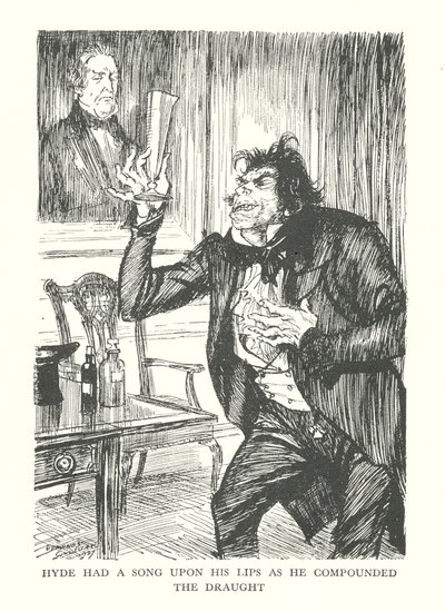 Illustration till R L Stevensons The Strange Case of Dr Jekyll  Mr Hyde (litografi) av Edmund Joseph (after) Sullivan