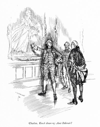 Illustration till Sheridans The School for Scandal (gravyr) av Edmund Joseph (after) Sullivan