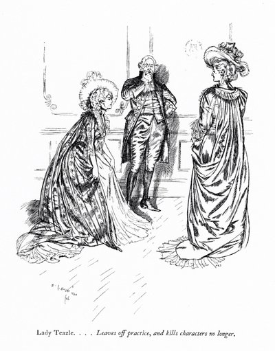 Illustration till Sheridans The School for Scandal (gravyr) av Edmund Joseph (after) Sullivan