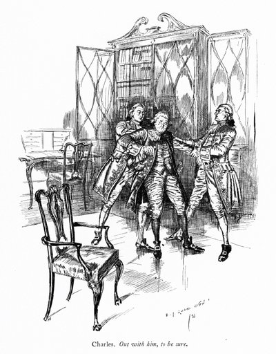 Illustration till Sheridans The School for Scandal (gravyr) av Edmund Joseph (after) Sullivan