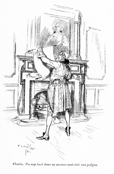 Illustration till Sheridans The School for Scandal (gravyr) av Edmund Joseph (after) Sullivan