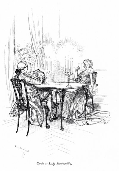 Illustration till Sheridans The School for Scandal (gravyr) av Edmund Joseph (after) Sullivan