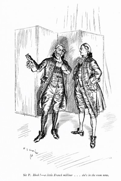 Illustration för Sheridans The School for Scandal (gravyr) av Edmund Joseph (after) Sullivan