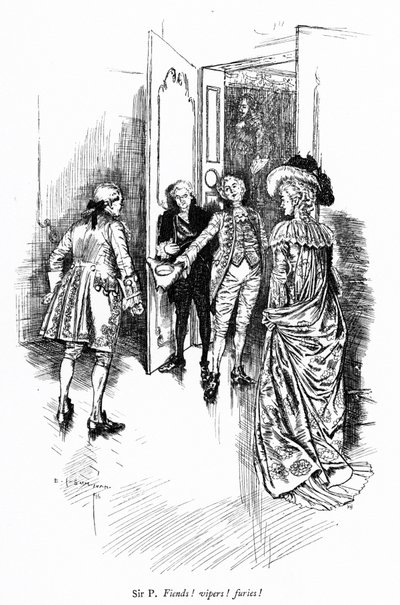 Illustration till Sheridans The School for Scandal (gravyr) av Edmund Joseph (after) Sullivan
