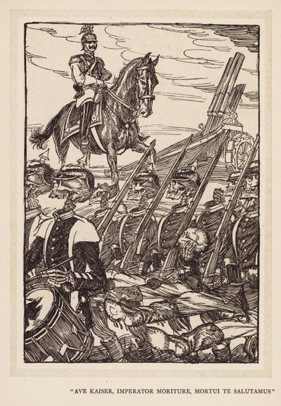 Kejsarens krans: "Ave Kaiser, Imperator Moriture, Mortui Te Salutamus" (litografi). av Edmund Joseph (after) Sullivan