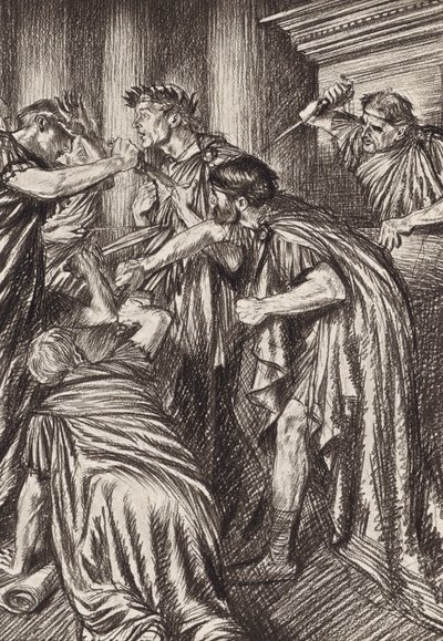 William Shakespeare: Tragedin om Julius Caesar, akt III, scen 1 (litografi) av Edmund Joseph (after) Sullivan