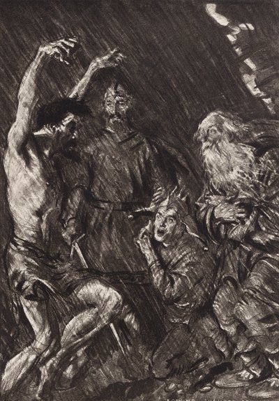 William Shakespeare: Tragedin om kung Lear, akt III, scen 4 (litografi) av Edmund Joseph (after) Sullivan