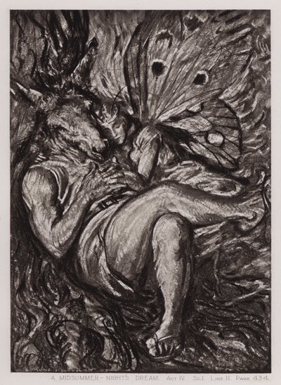 En midsommarnattsdröm, akt IV, Sc I (litho) av Edmund Joseph Sullivan