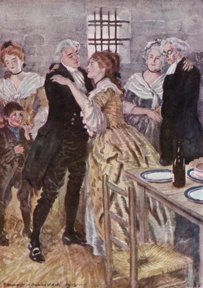 Illustration för The Vicar of Wakefield av Oliver Goldsmith (litho i färg) av Edmund Joseph Sullivan