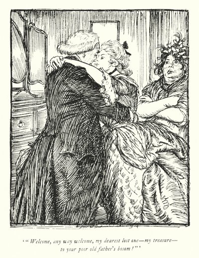 Illustration för The Vicar of Wakefield av Oliver Goldsmith (litho) av Edmund Joseph Sullivan
