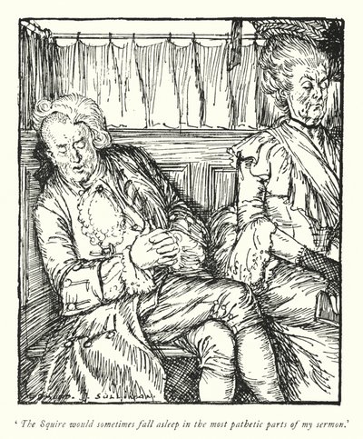Illustration för The Vicar of Wakefield av Oliver Goldsmith (litho) av Edmund Joseph Sullivan