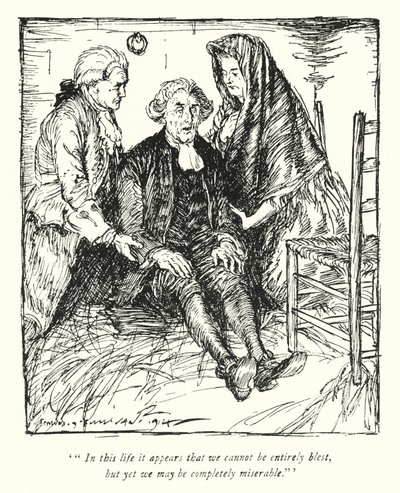 Illustration för The Vicar of Wakefield av Oliver Goldsmith (litho) av Edmund Joseph Sullivan