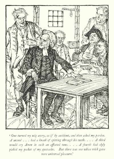 Illustration för The Vicar of Wakefield av Oliver Goldsmith (litho) av Edmund Joseph Sullivan