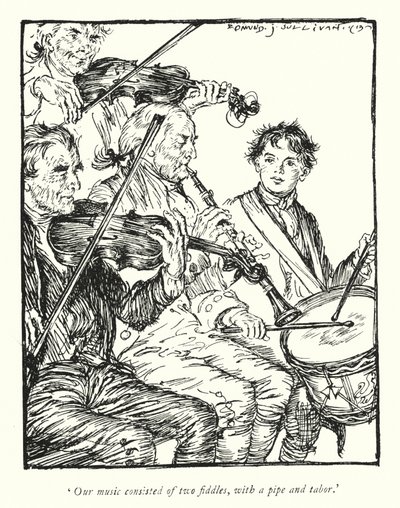 Illustration för The Vicar of Wakefield av Oliver Goldsmith (litho) av Edmund Joseph Sullivan