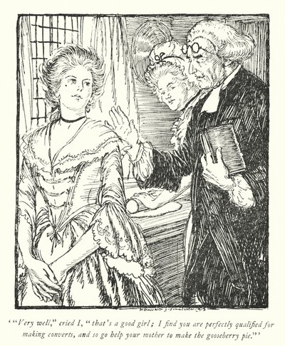 Illustration för The Vicar of Wakefield av Oliver Goldsmith (litho) av Edmund Joseph Sullivan