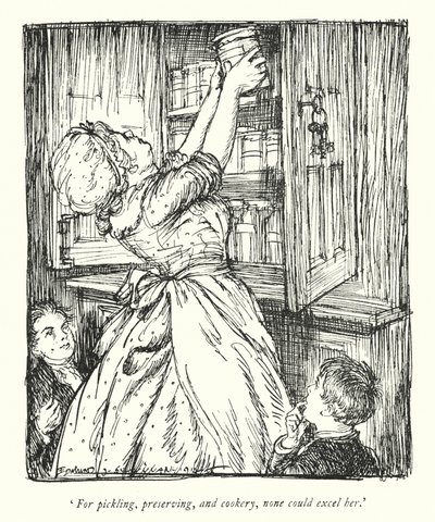 Illustration för The Vicar of Wakefield av Oliver Goldsmith (litho) av Edmund Joseph Sullivan