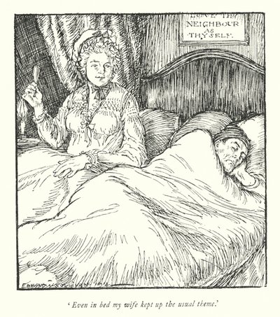 Illustration för The Vicar of Wakefield av Oliver Goldsmith (litho) av Edmund Joseph Sullivan