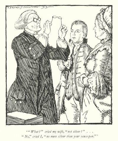 Illustration för The Vicar of Wakefield av Oliver Goldsmith (litho) av Edmund Joseph Sullivan