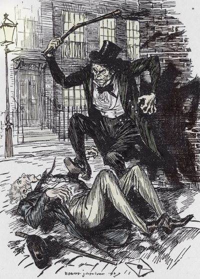 Mr Hyde-mördaren Sir Danvers Carew, Illustration av Edmund Joseph Sullivan (1869-1933) för romanen L