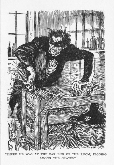 Scen från The Strange Case of Dr Jekyll and Mr Hyde av Robert Louis Stevenson, 1927 av Edmund Joseph Sullivan