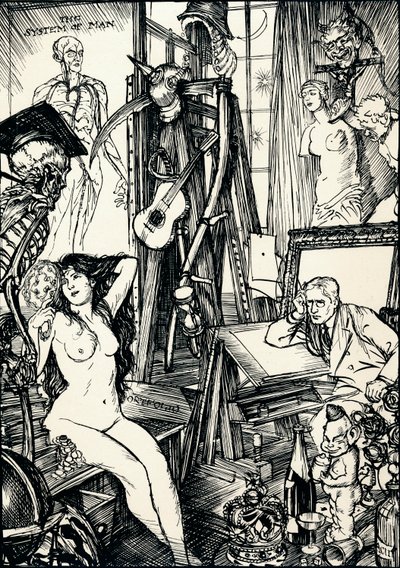 Serietecknaren - Scen VI, c1920 av Edmund Joseph Sullivan