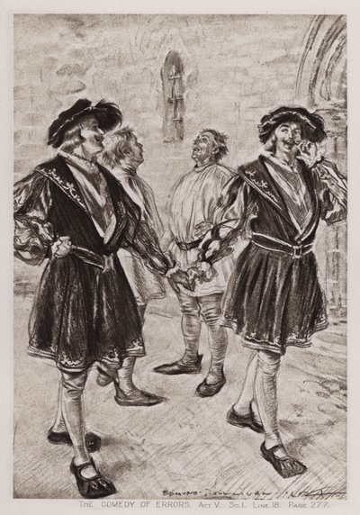 The Comedy of Errors, Akt V, Sc I (litho) av Edmund Joseph Sullivan