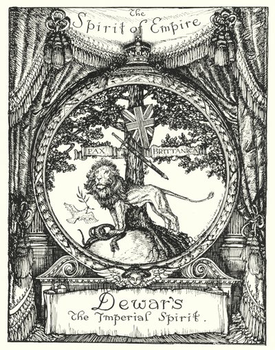 The Spirit of Empire, teckning för en annons för Dewars skotska whisky (litho) av Edmund Joseph Sullivan