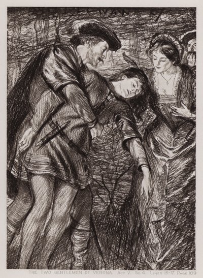 The Two Gentlemen of Verona, Akt V, Sc 4 (lito) av Edmund Joseph Sullivan