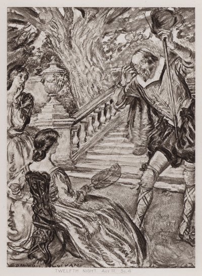 Tolfte natten; eller, vad du vill, akt III, Sc 4 (litho) av Edmund Joseph Sullivan