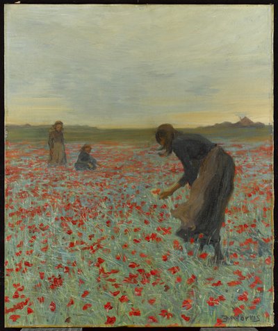 Flickor i ett vallmofält, ca 1896 av Edmund Montague Morris