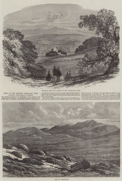 Utsikt över det skotska höglandet nära Balmoral, Braemar Gathering av Edmund Morison Wimperis
