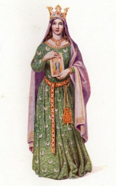 Berengaria, drottning av England, hustru till kung Richard I (färg litho) av Edmund Thomas (after) Parris