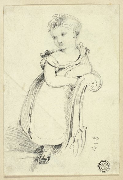 Liten flicka stående på soffa (recto); Fragment: Bakhuvudet på en kvinna (a tergo) av Edmund Thomas Parris