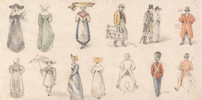 Studier av figurer: kvinnor, handelsmän, etc. av Edmund Thomas Parris