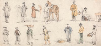 Studier av hantverkare och hästskötare av Edmund Thomas Parris