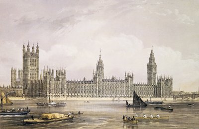 The New Houses of Parliament, graverad av Thomas Picken (fl.1838-d.1870) pub. 1852 av Lloyd Bros. und Co. (litografi) av Edmund Walker