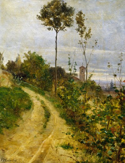 Hill Road (olja på duk) av Edoardo Calandra